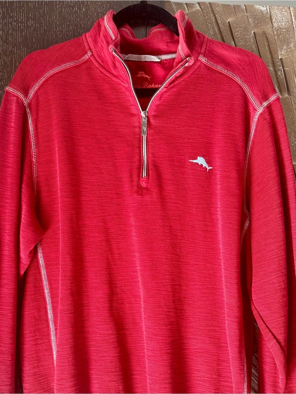 Tommy Bahama Red Quarter-Zip Pullover Sweater